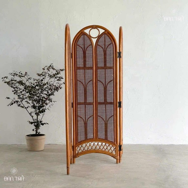 Bình phong mây, vách ngăn mây tre đan hình chiếc lá Maple thumb