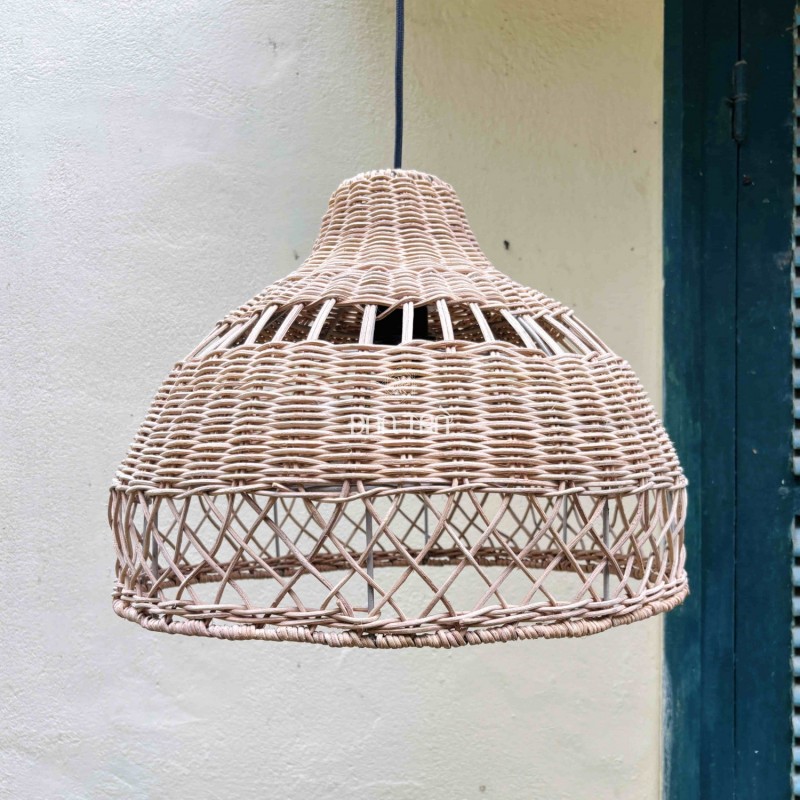 Đèn lồng mây đan caro chéo cổ chai