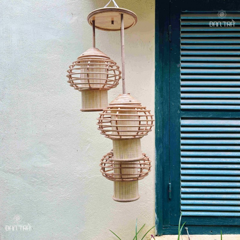 Đèn mây tre bộ 3 truyền thống