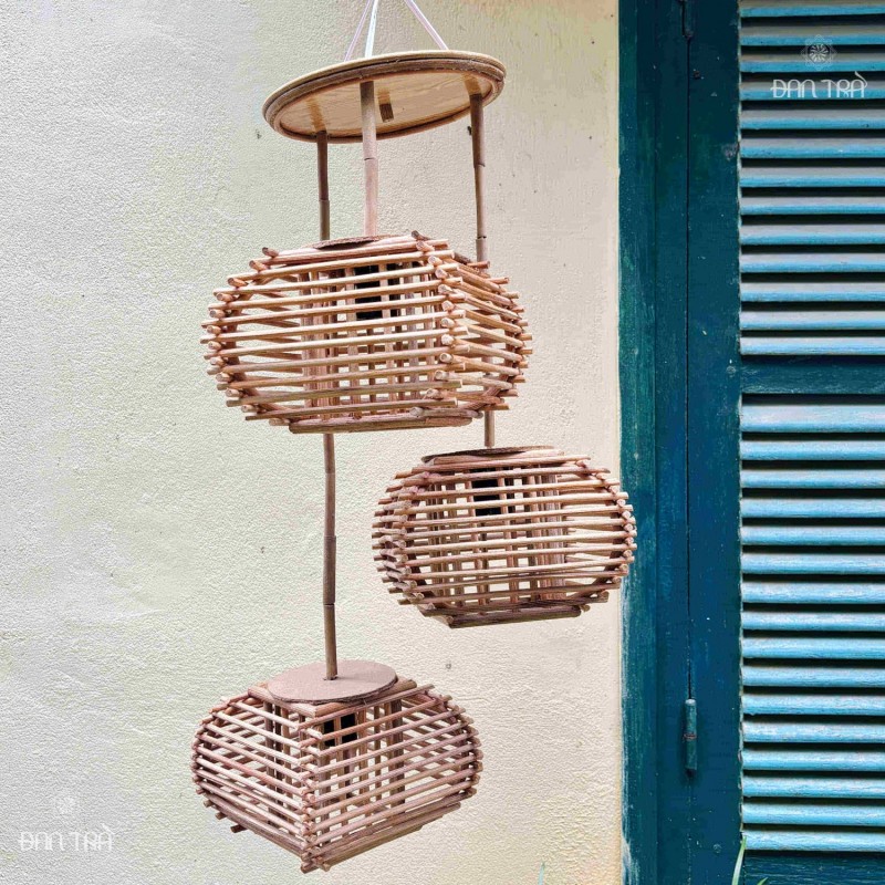 Đèn mây tre bộ 3 truyền thống