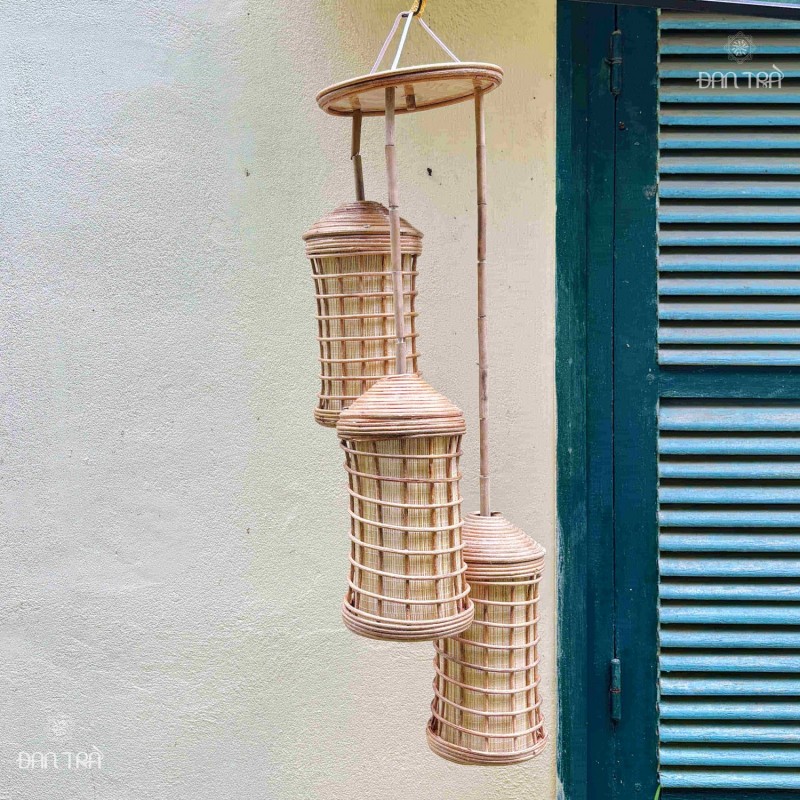Đèn mây tre bộ 3 truyền thống
