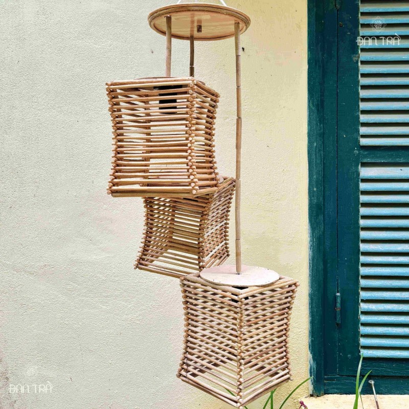 Đèn mây tre bộ 3 truyền thống
