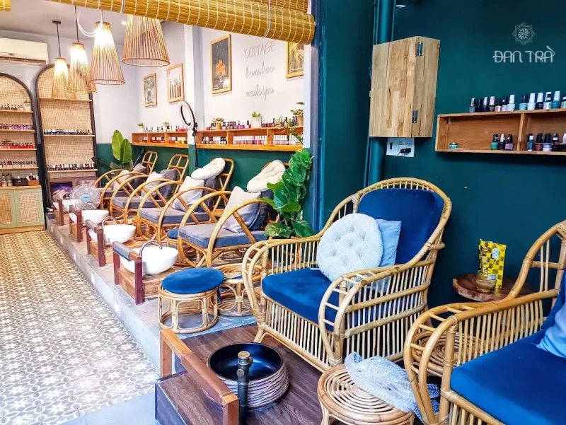 Trang trí mây tre thư giãn decor Bamboo nail spa HCM