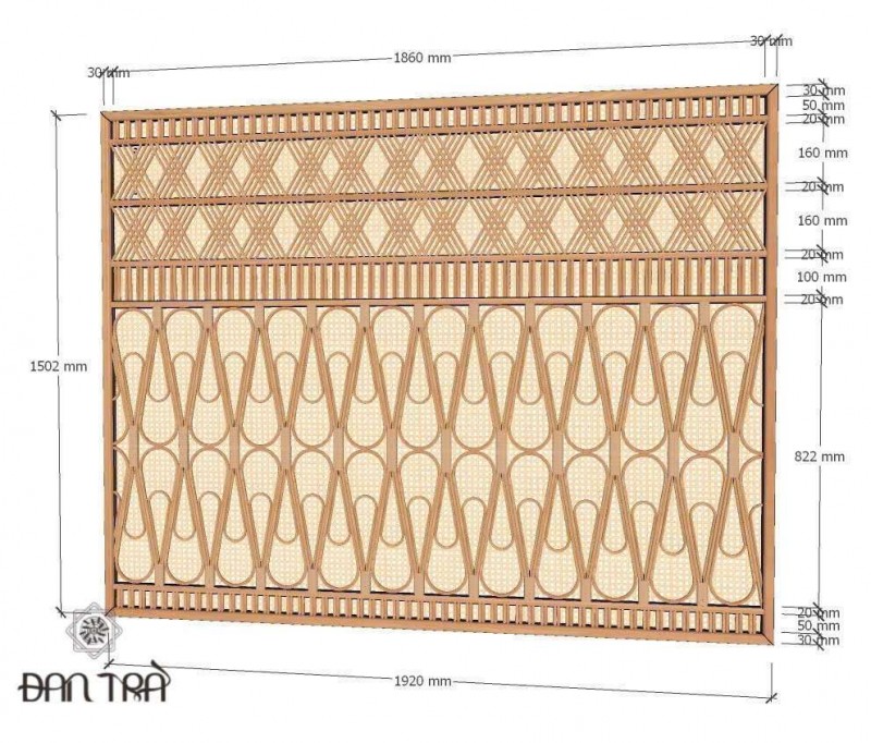 Khung tranh mây họa tiết, đầu giường mây sản xuất theo yêu cầu thumb