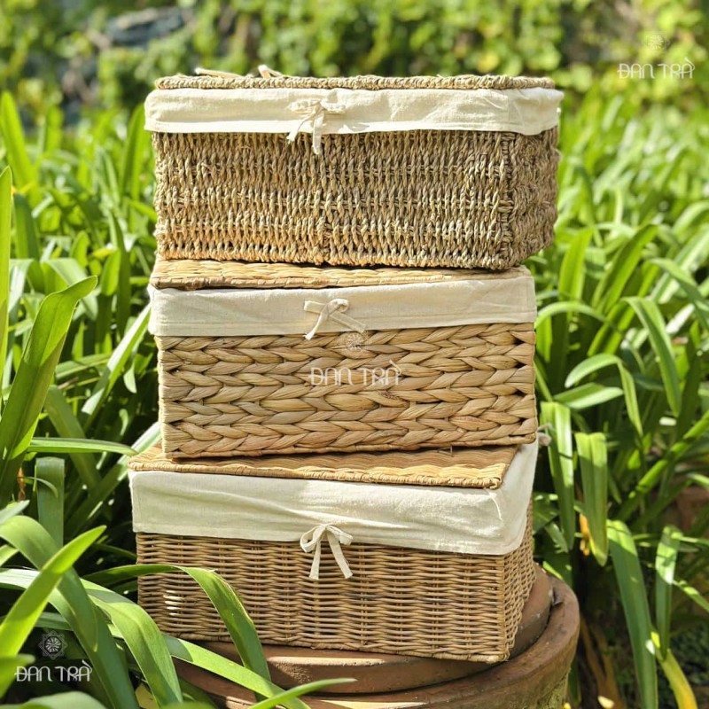 Thùng mây | Thùng cói | Thùng lục bình tự nhiên có nắp