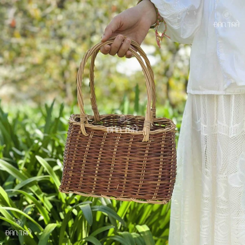 Giỏ mây đưng quà chữ nhật, mây tự nhiên