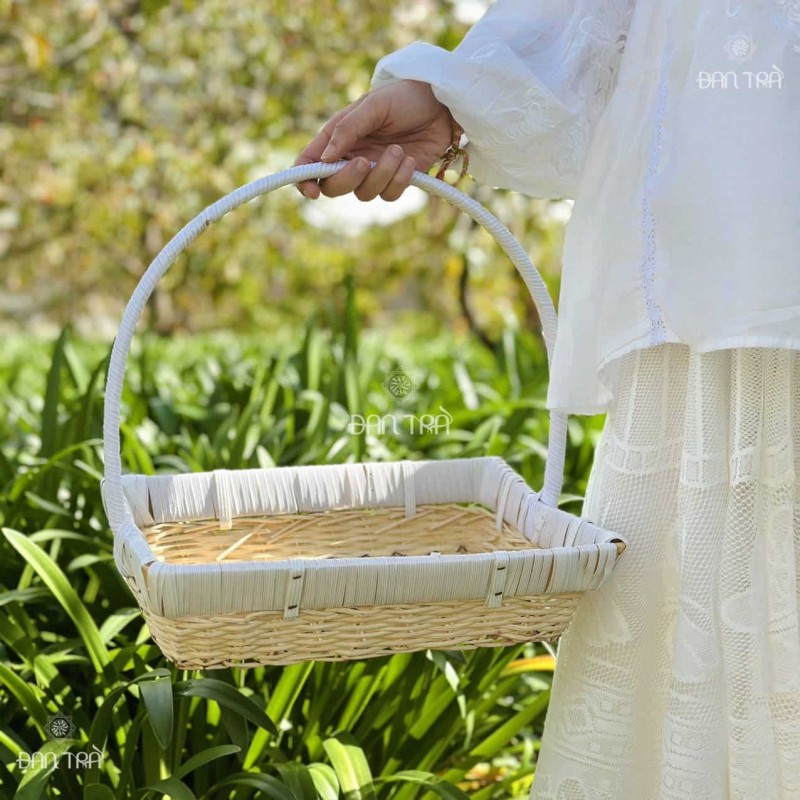 Giỏ mây chữ nhật đưng quà giá rẻ