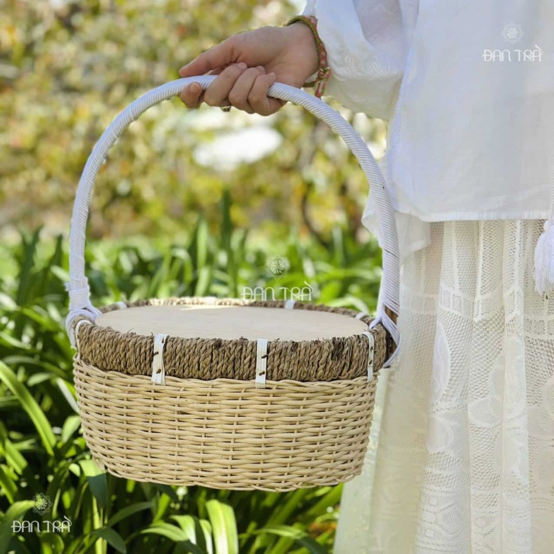 Giỏ mây oval cắm hoa, đưng quà giá rẻ