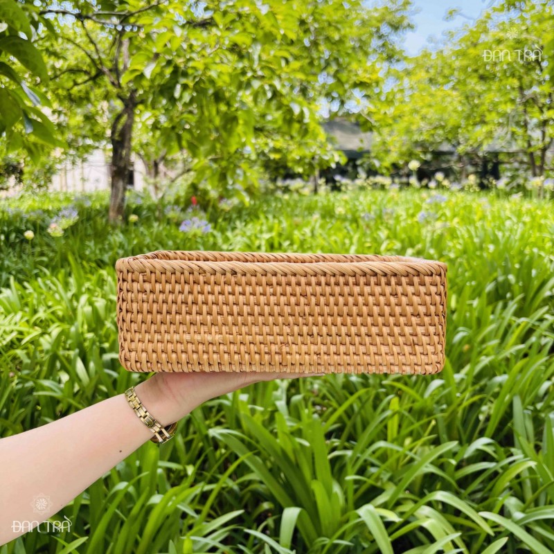 Khay mây xiên cao cấp không quai