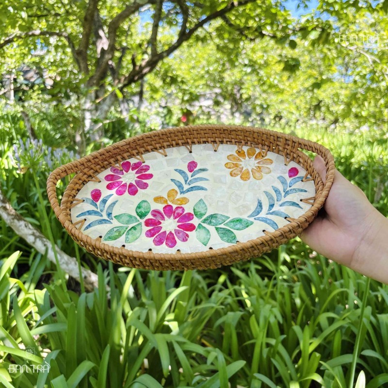 Khay mây xiên oval cao cấp thumb
