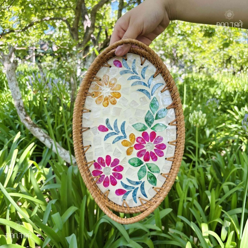 Khay mây xiên oval cao cấp