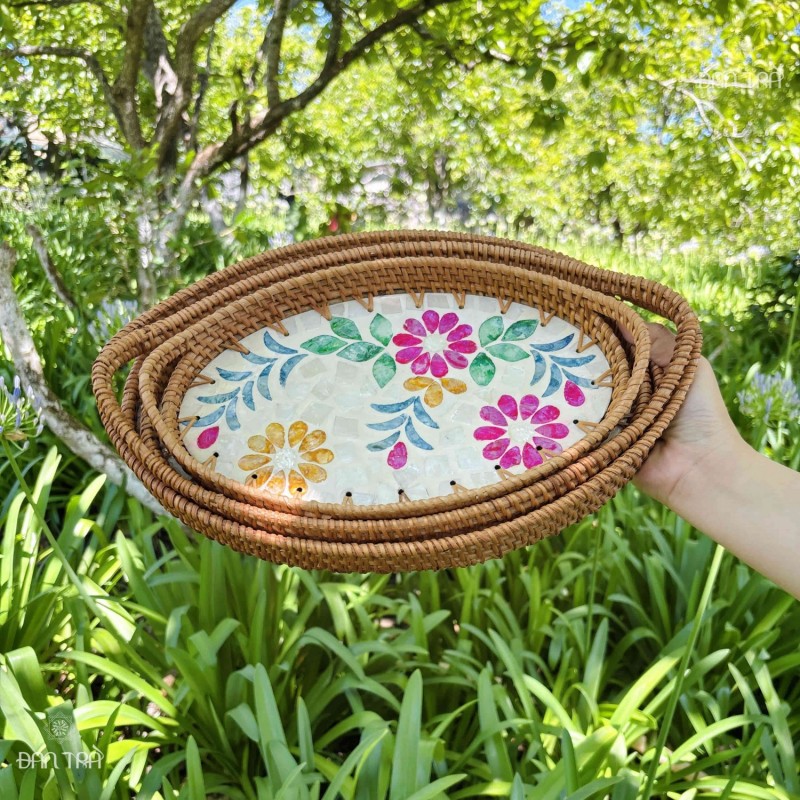 Khay mây xiên oval cao cấp thumb