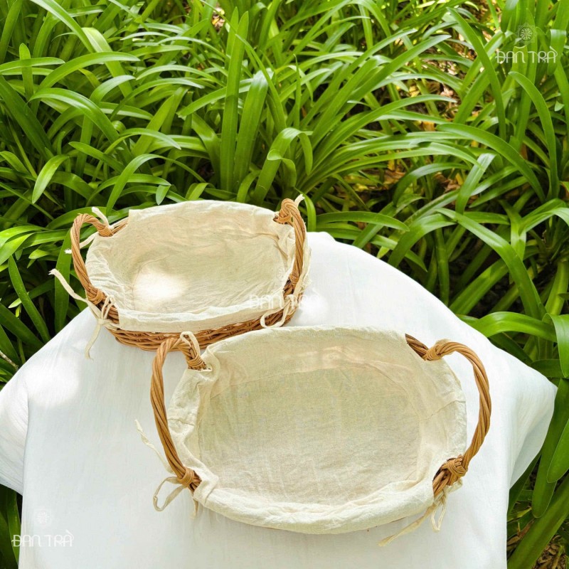 Khay mây oval đựng bánh mì lớt vải cao cấp thumb