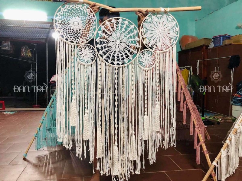 Macrame dream catcher decor phong cách Bohemian thumb