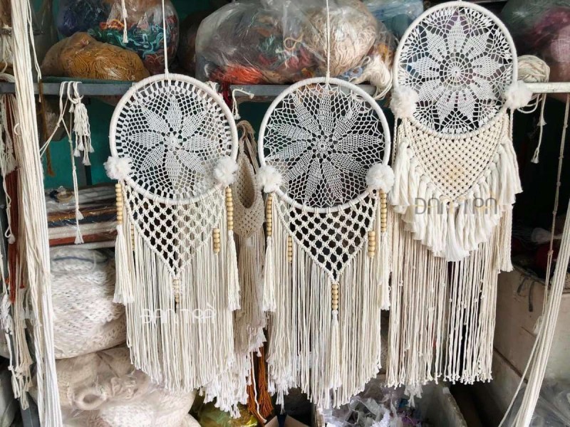 Macrame dream catcher decor phong cách Bohemian thumb