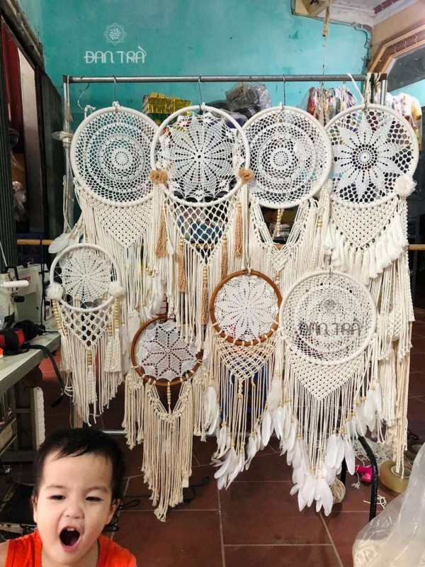 Macrame dream catcher decor phong cách Bohemian thumb