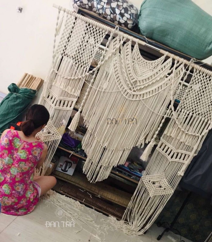 Rèm macrame trang trí phòng ngủ, homestay đẹp thumb