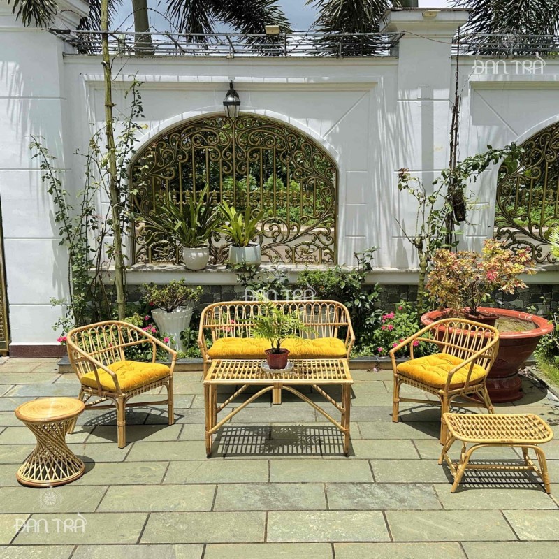 Bộ bàn ghế mây cafe ngồi uống trà
