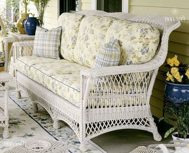 Bộ sofa mây trắng vintage Odense cổ điển thập niên 1970s thumb