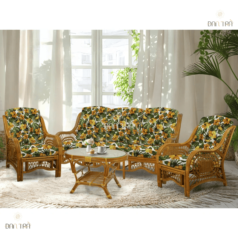 Bộ sofa mây Marjorie phòng khách cao cấp