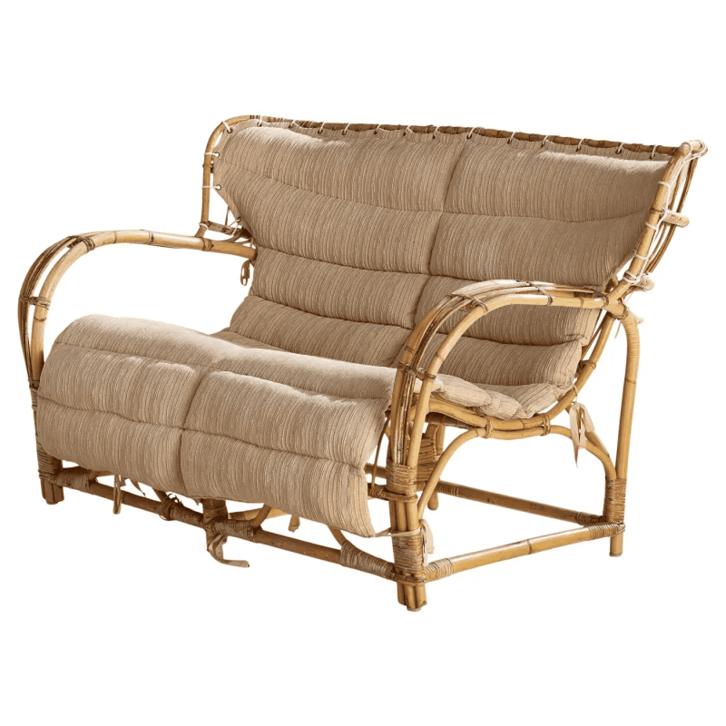 Ghế mây dài Gilbert cao cấp kèm nệm vintage họa tiết
