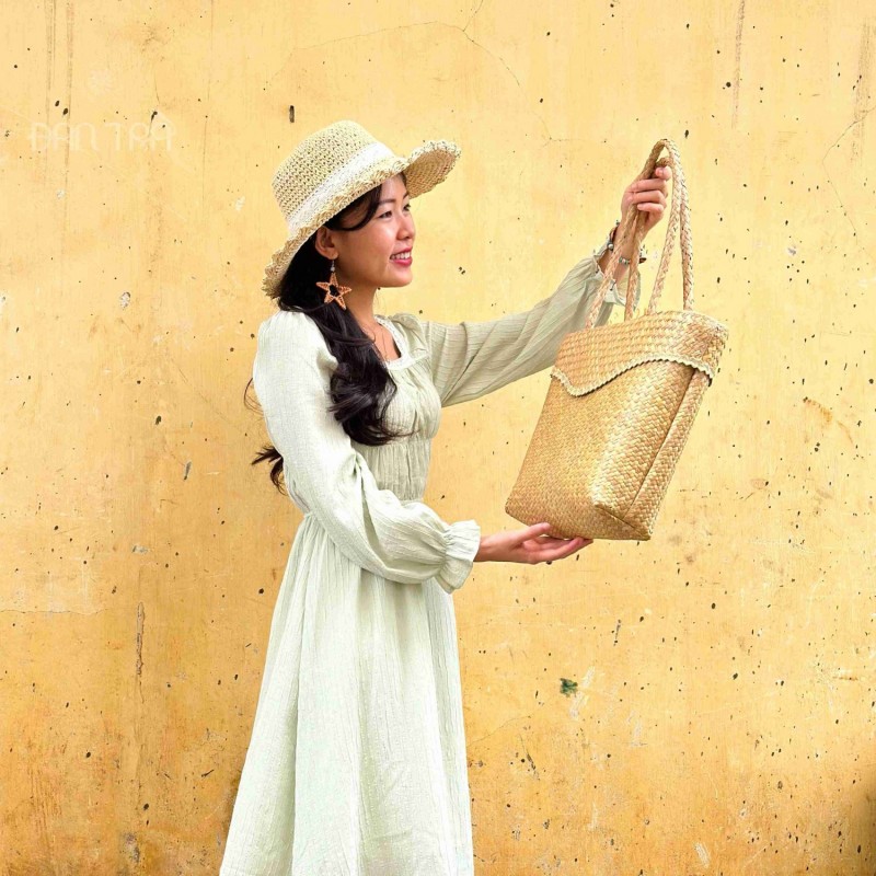 Túi xách cỏ bằng- Giỏ xách thời trang vintage thumb