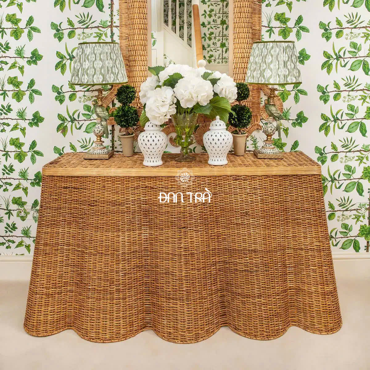 Bàn mây trưng bày Bettina hoạ tiết vỏ sò