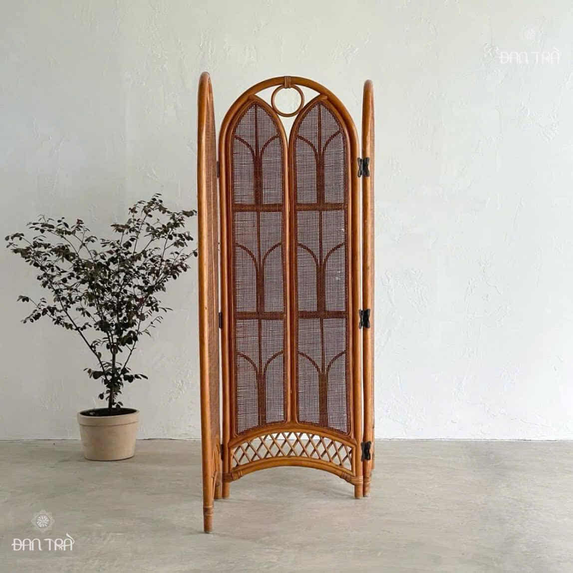 Bình phong mây, vách ngăn mây tre đan hình chiếc lá Maple