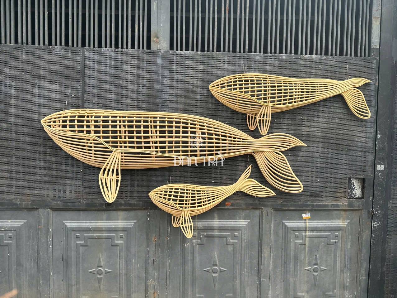 đèn con cá bằng mây