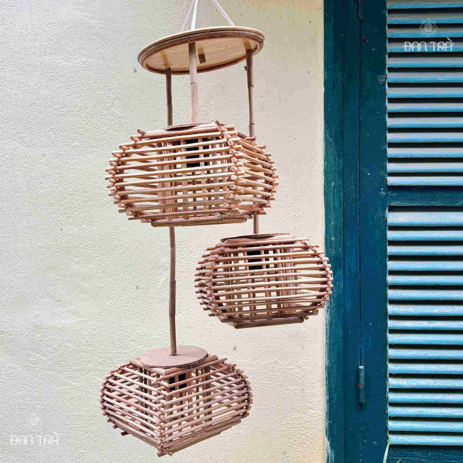 Đèn mây tre bộ 3 truyền thống