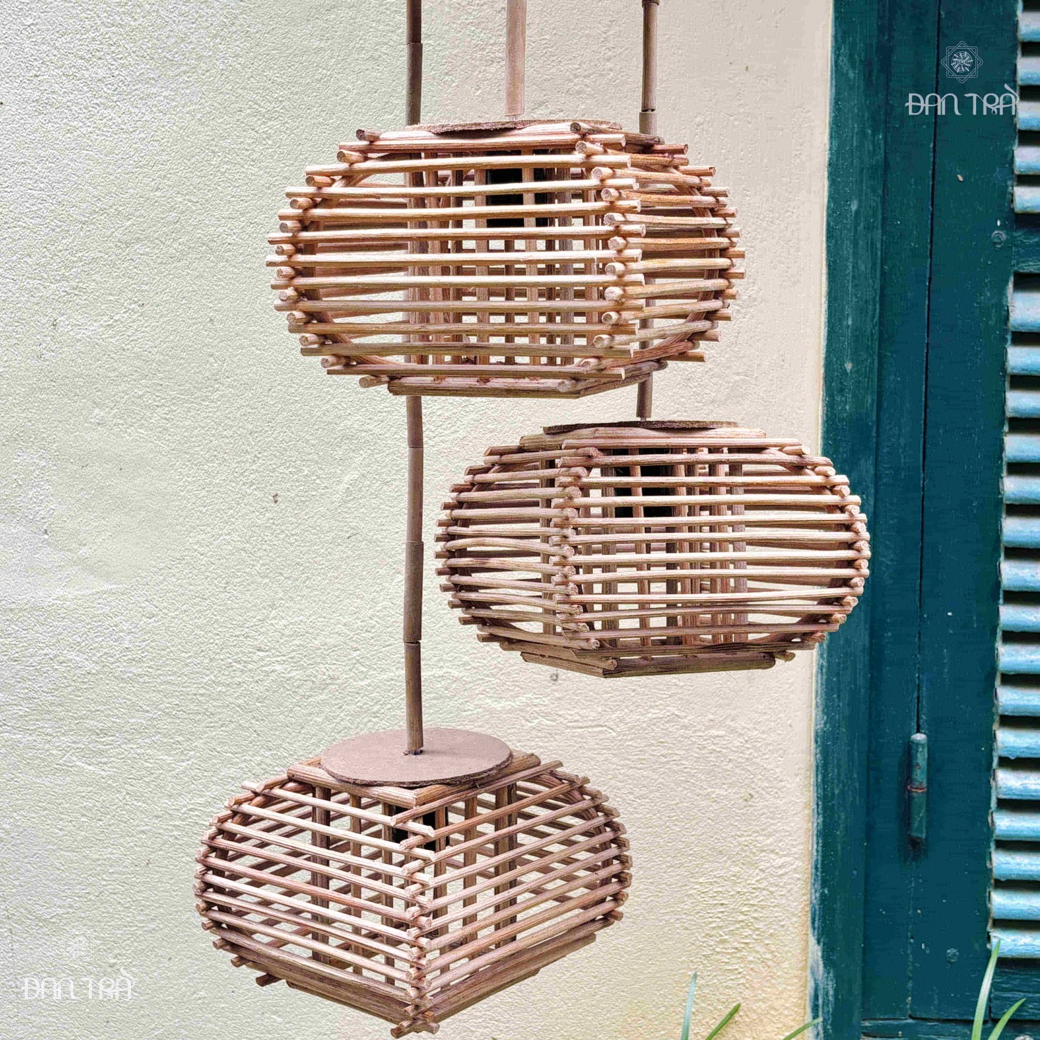 Đèn mây tre bộ 3 truyền thống