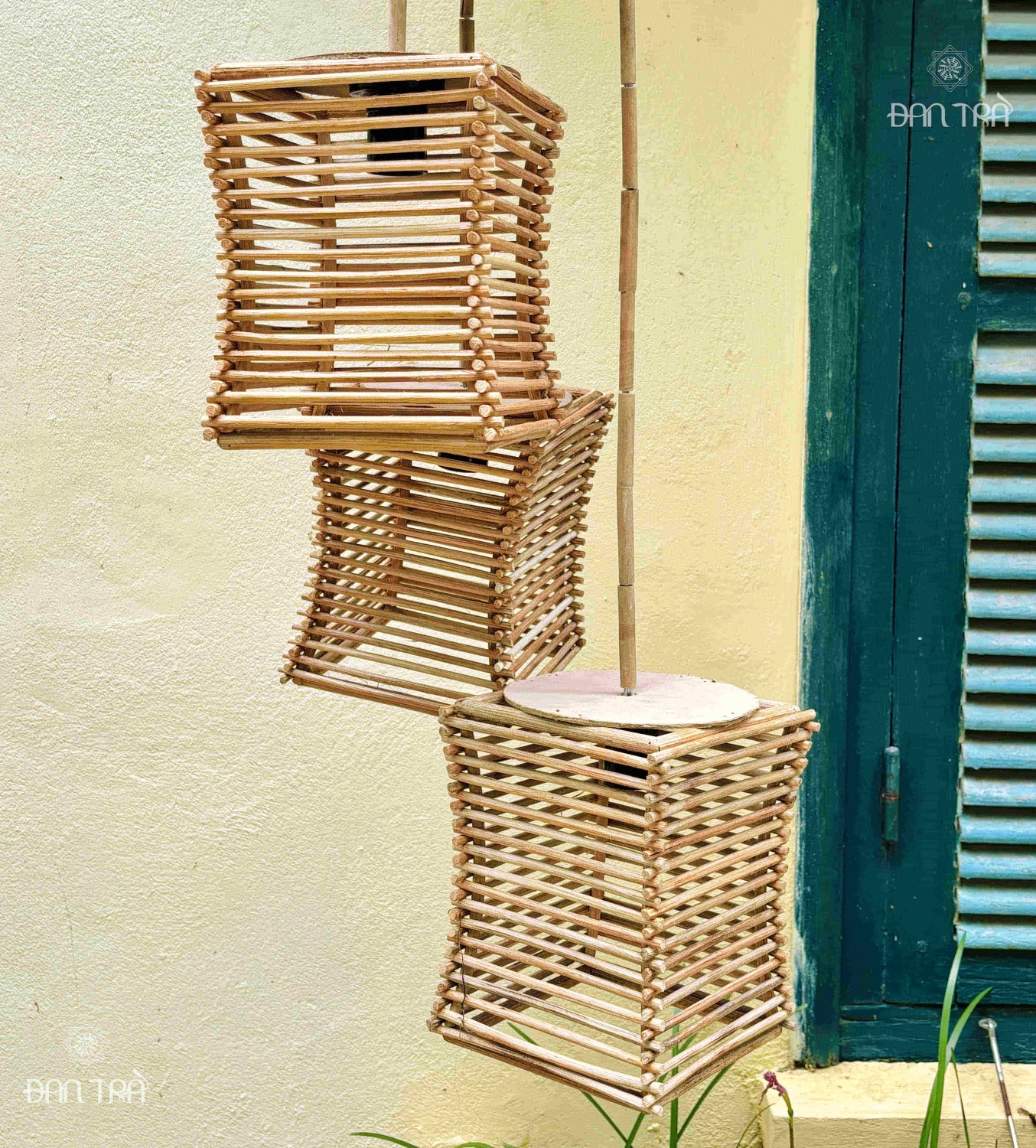 Đèn mây tre bộ 3 truyền thống