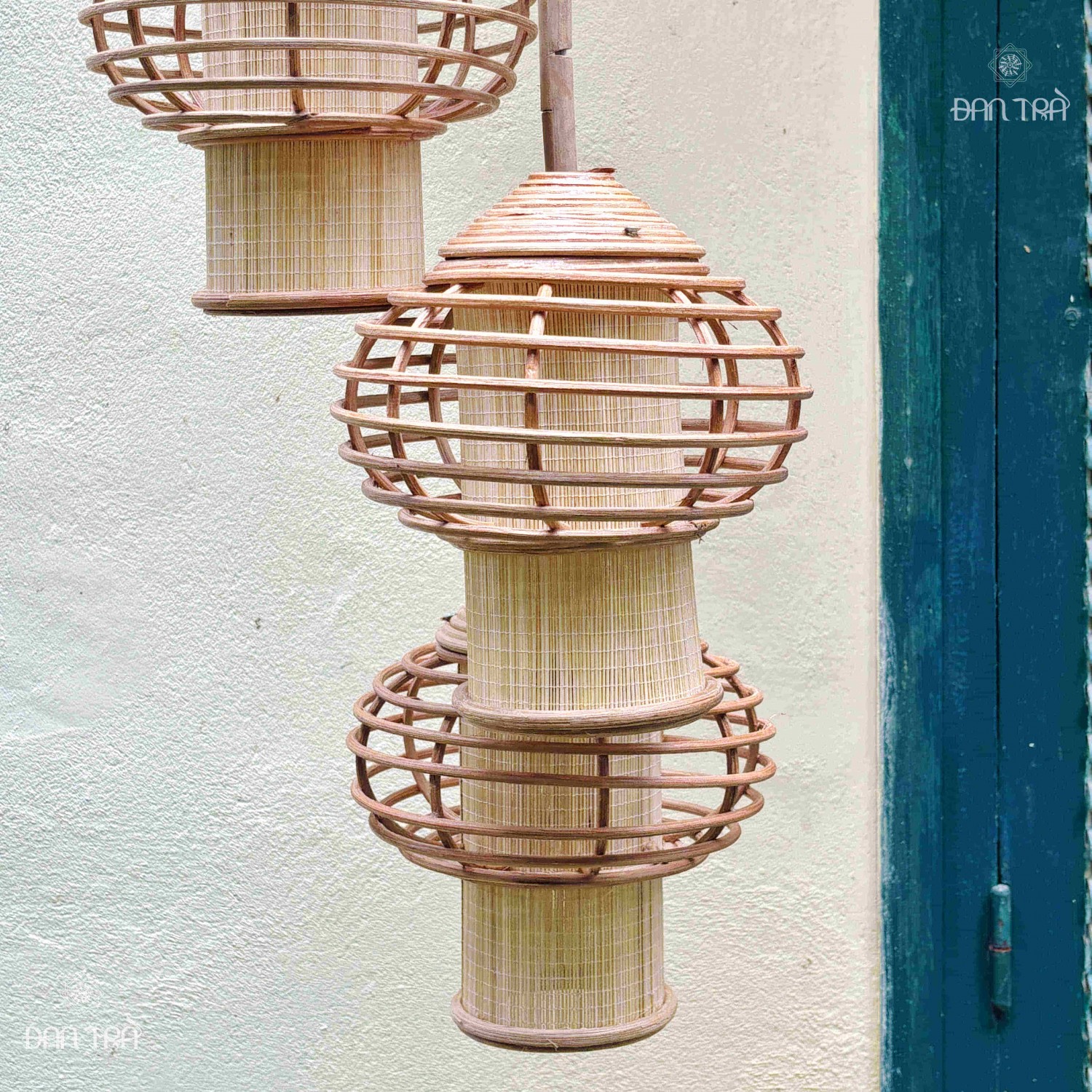 Đèn mây tre bộ 3 truyền thống