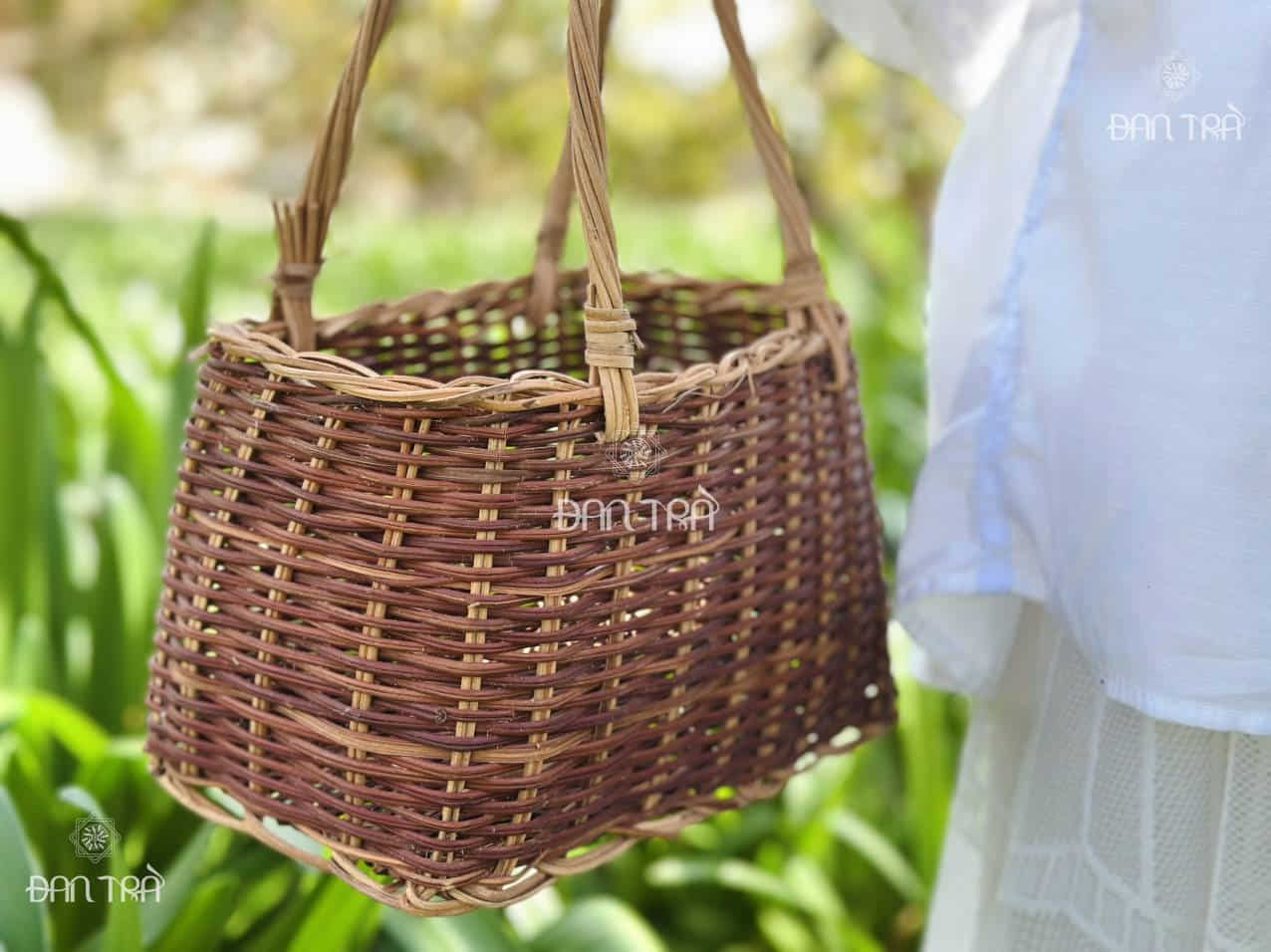 Giỏ mây đưng quà chữ nhật, mây tự nhiên