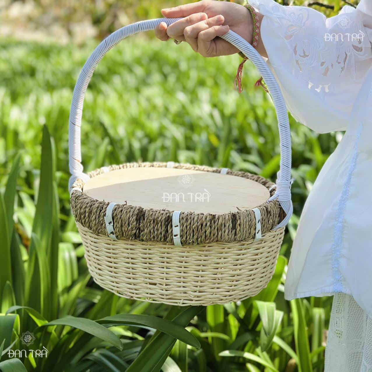 Giỏ mây oval cắm hoa, đưng quà giá rẻ