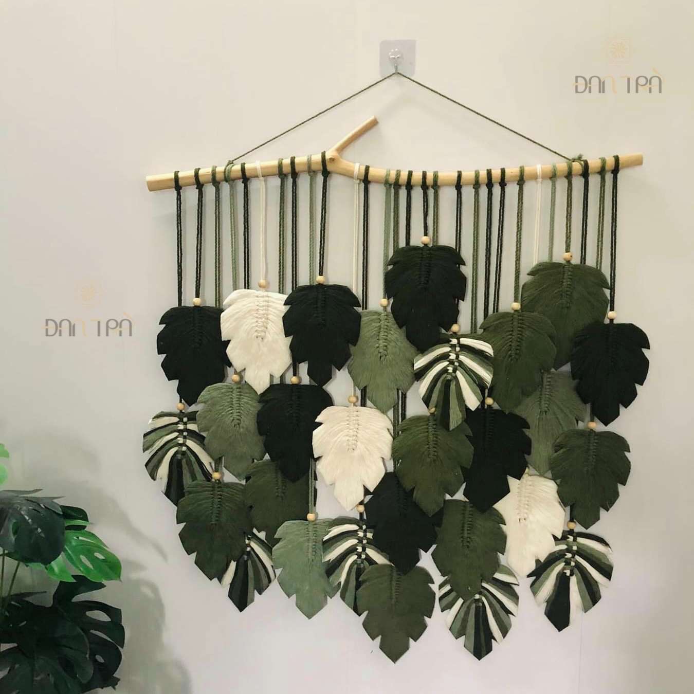 Chiếc lá macrame treo tường với đa dạng màu sắc và kích cỡ