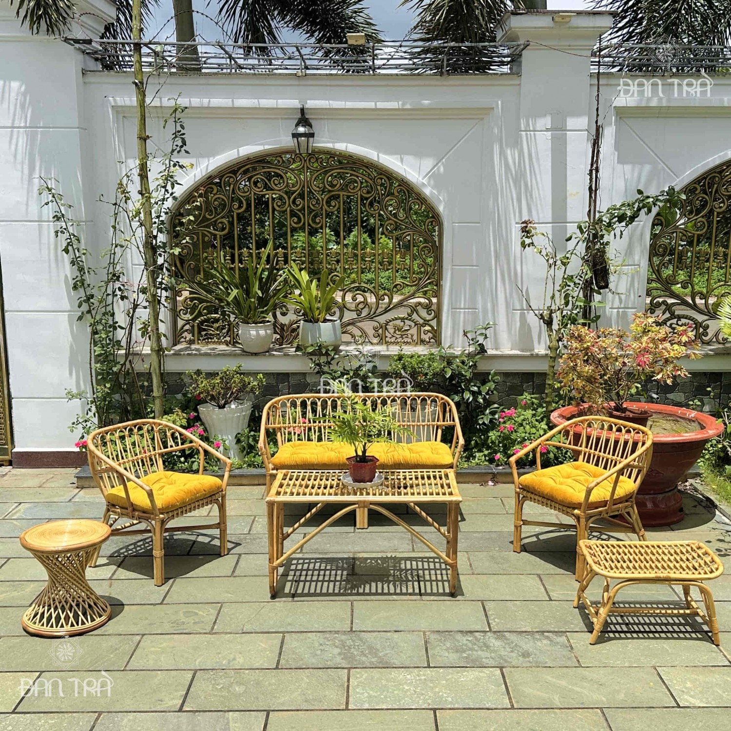 Bộ bàn ghế mây cafe ngồi uống trà