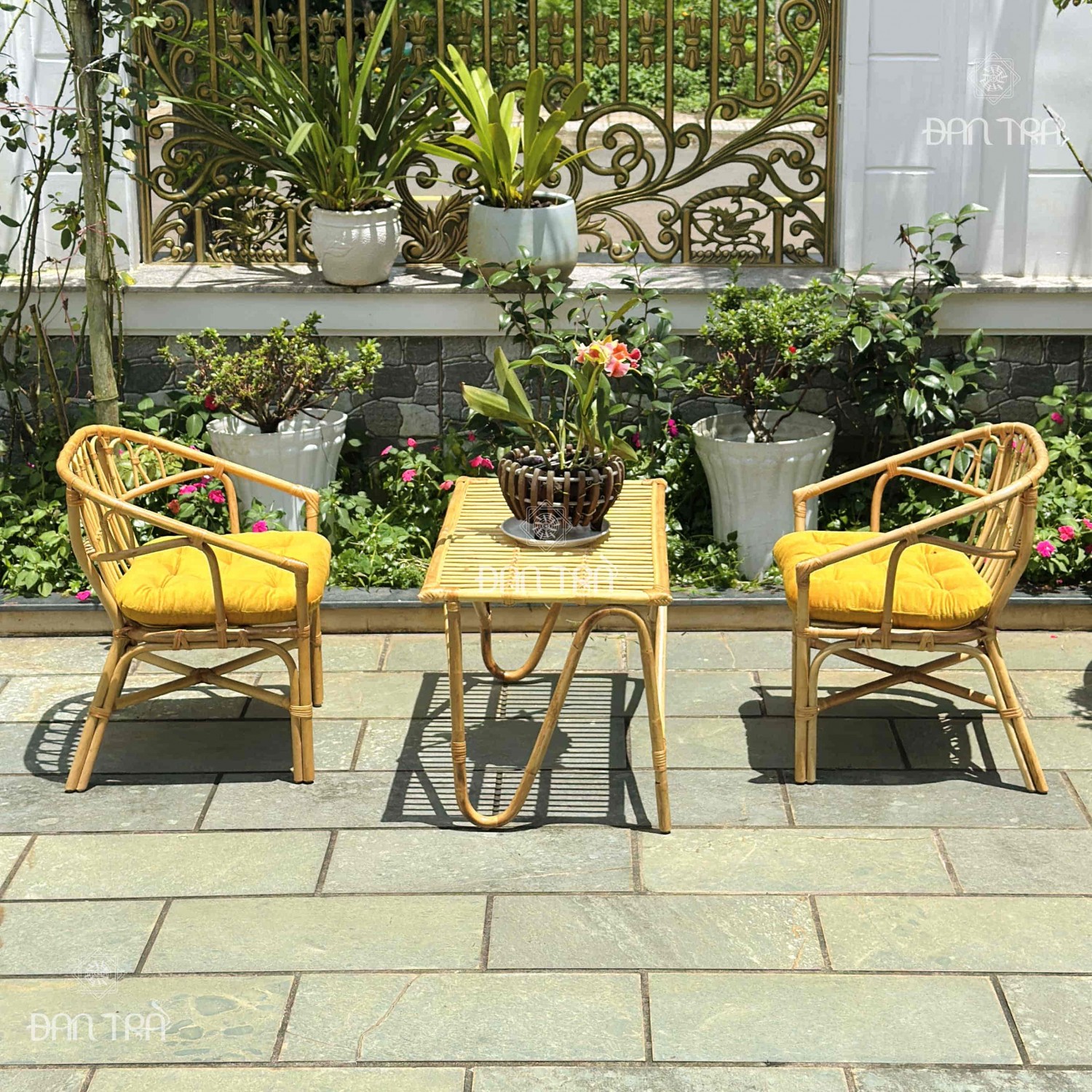 Bộ bàn ghế mây cafe ngồi uống trà