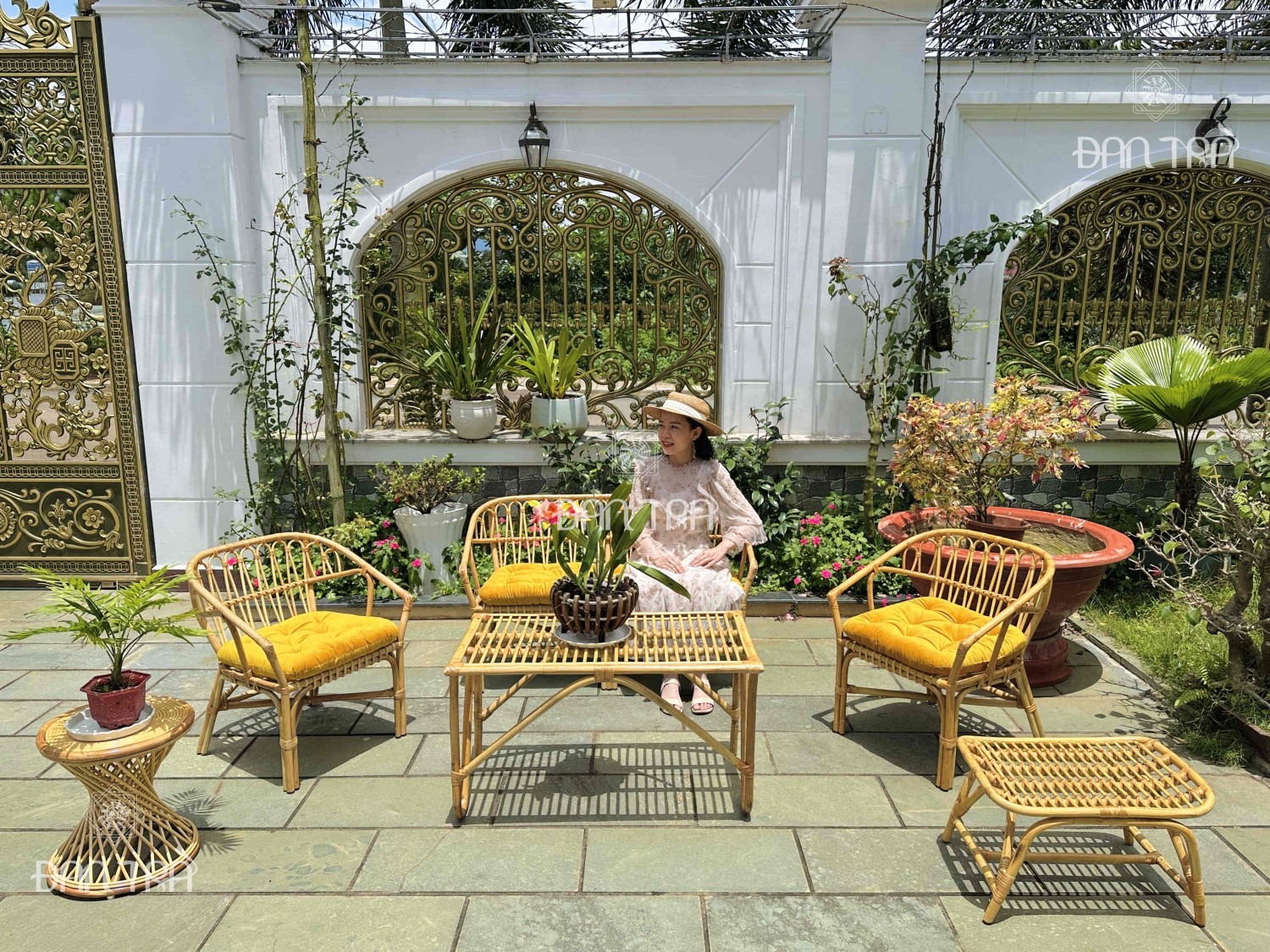Bộ bàn ghế mây cafe ngồi uống trà