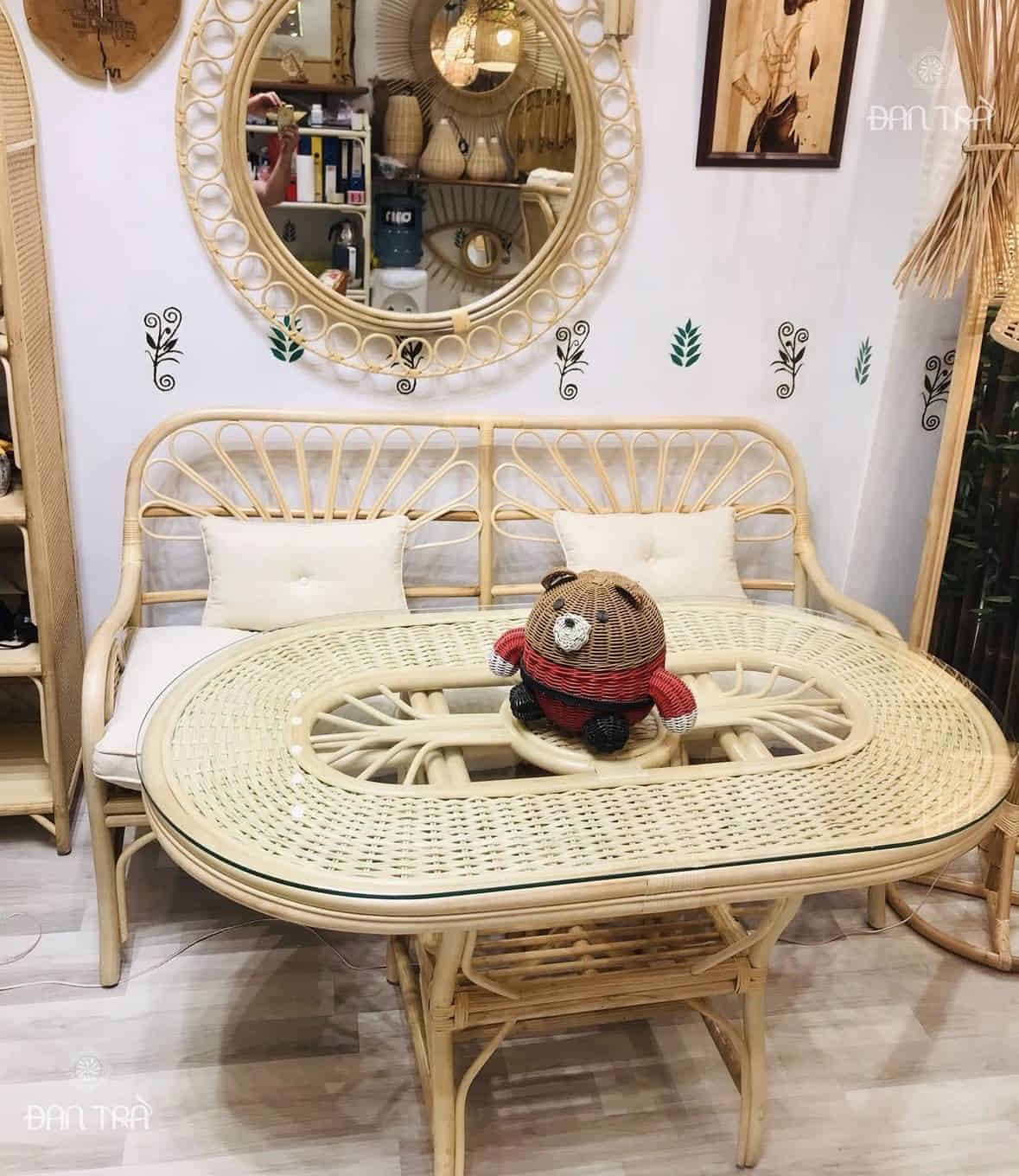 Bộ bàn ghế mây Bernice trang trí phòng khách cao cấp