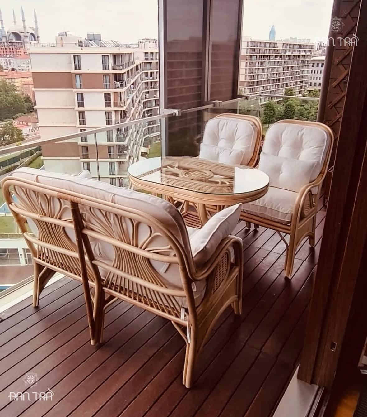 Bộ bàn ghế mây Bernice trang trí phòng khách cao cấp