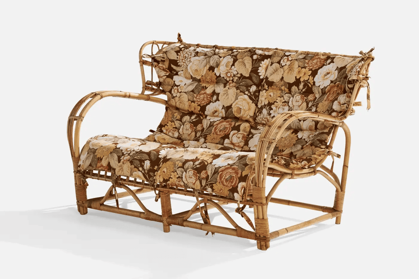 Ghế mây dài Gilbert cao cấp kèm nệm vintage họa tiết