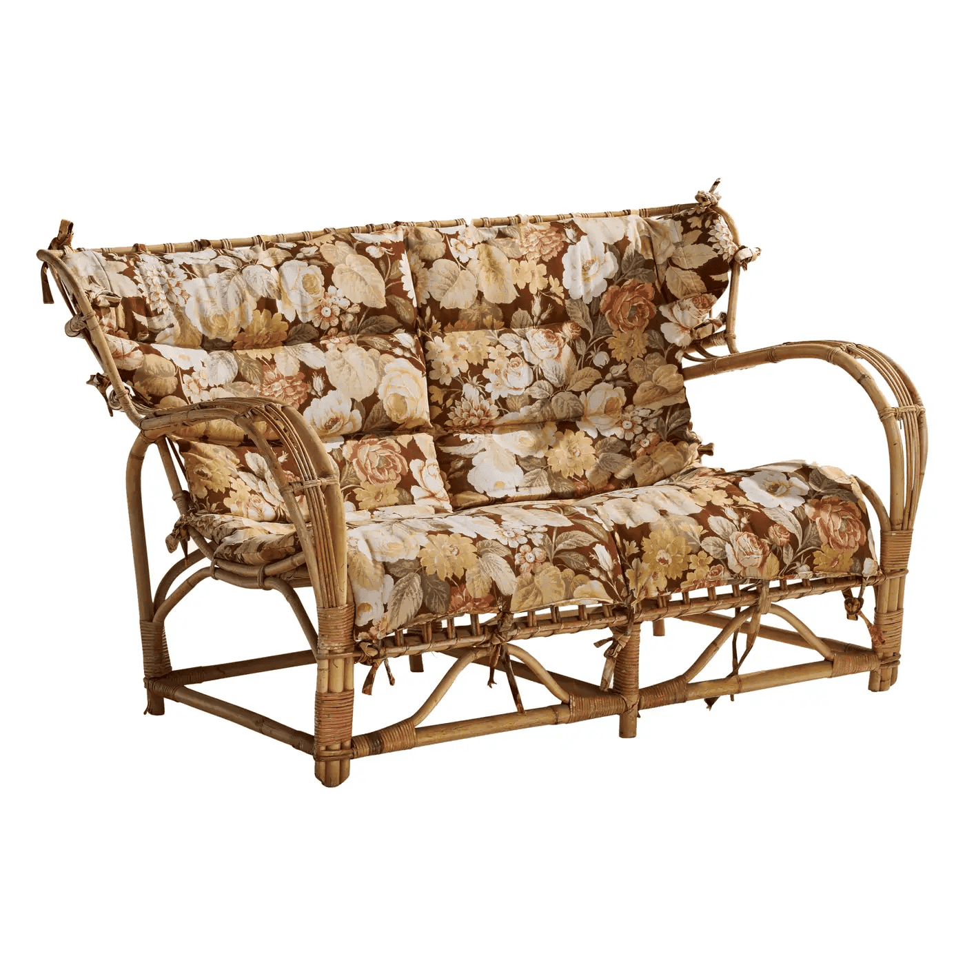 Ghế mây dài Gilbert cao cấp kèm nệm vintage họa tiết