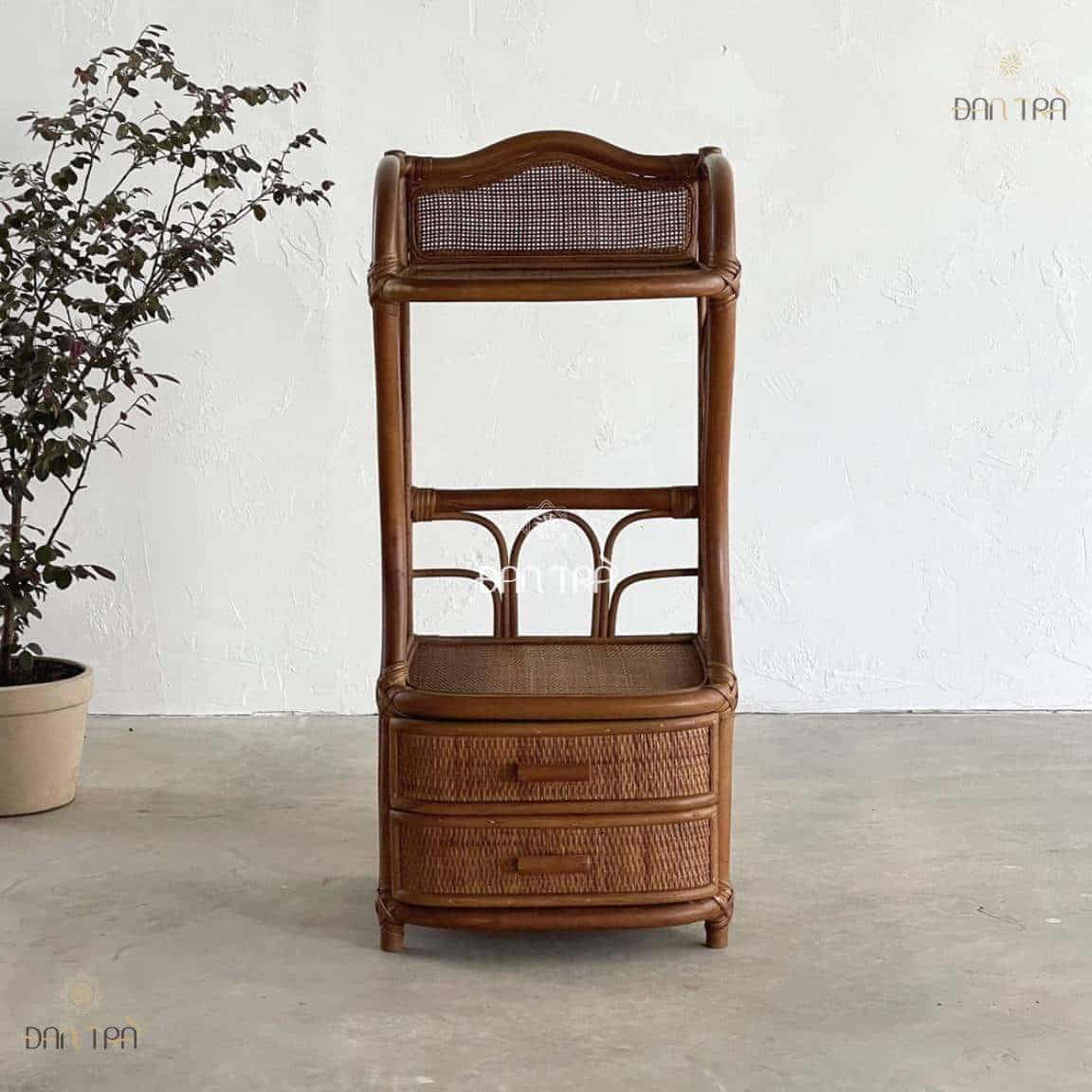 Kệ mây đan lưới mây tự nhiên Clarissa phong cách cổ điển